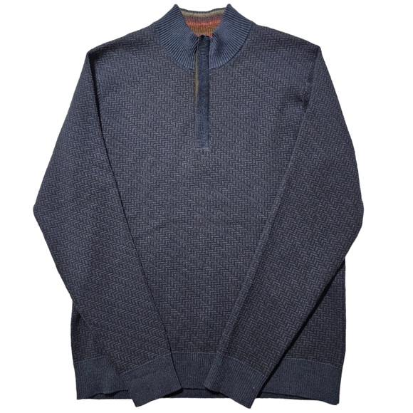 Robert Graham Men's Long Sleeve 1/4 Zip Pullover Sweater Size Medium Wool Blend - Picture 2 of 9